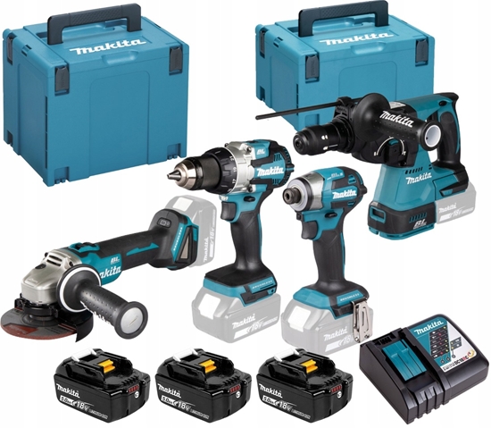 Picture of Zestaw elektronarzdzi Makita MAKITA ZESTAW COMBO 18V DLX4196JX1 (DDF489, DGA504, DTD173, DHR243) 3x5,0Ah 2xMP