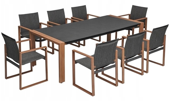 Picture of Zestaw Mebli Ogrodowych Jadalnianych DUISBURG dla 8 Osób Stó i 8 Foteli ANTRACYT / BRZOWY