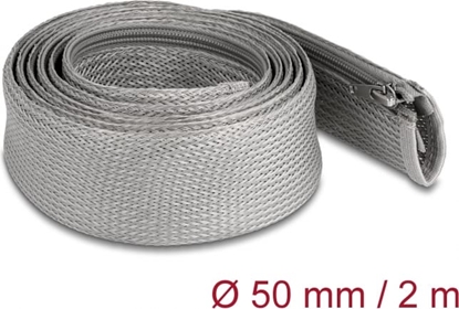 Picture of Delock Braided Sleeve with zip fastener heat-resistant 2 m x 50 mm grey