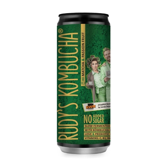 Изображение Tējas dzēriens RUDY'S Kombucha Matcha Marakuja, bundžā, 0.33l (DEP)
