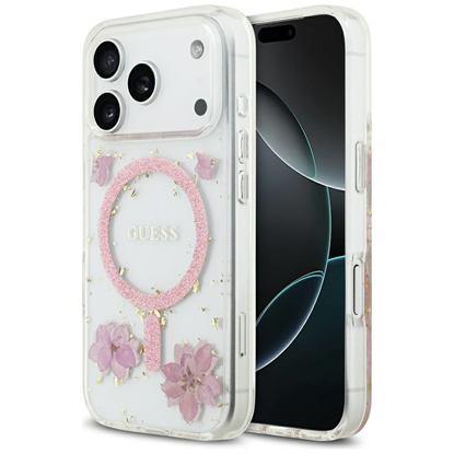 Picture of Case Guess Resin Flowers Glitter MagSafe for iPhon
