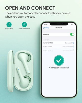 Attēls no Aukey EP-T21S TWS Wireless Earbuds Rose Bluetooth Green