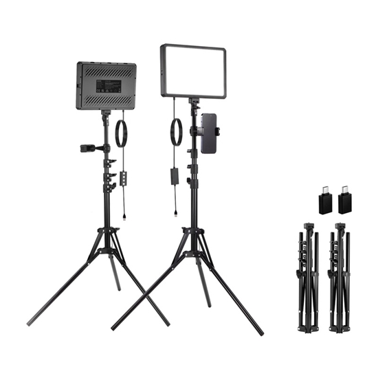 Picture of Neewer BP300 studio set two LED lights + tripods + phone holders