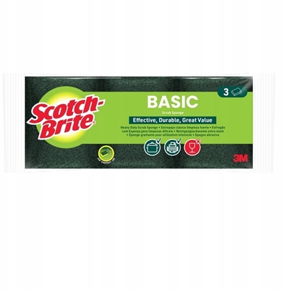 Изображение 3M Zmywak kuchenny SCOTCH BRITE Basic, paski, 3 szt., óto-zielony