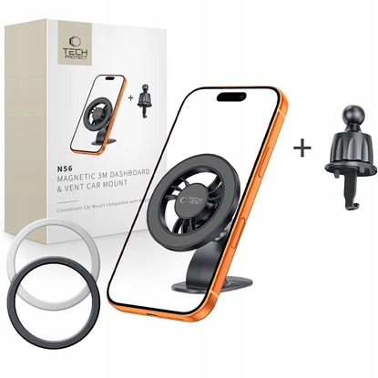 Attēls no 4kom.pl TECH-PROTECT N56 MAGNETIC MAGSAFE 3M DASHBOARD & VENT CAR MOUNT BLACK