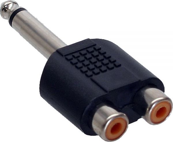 Picture of Adapter AV InLine Jack 6.3mm - RCA (Cinch) x2 czarny (99339)