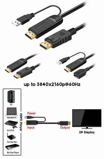 Изображение Adapter AV PremiumCord PremiumCord Adaptér HDMI 2.0 na DisplayPort 1.2 rozliení 4K@60Hz 25cm