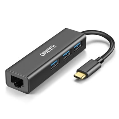 Изображение Adapter CHOETECH USB Type-C to 1x RJ-45, 3x USB Type-A
