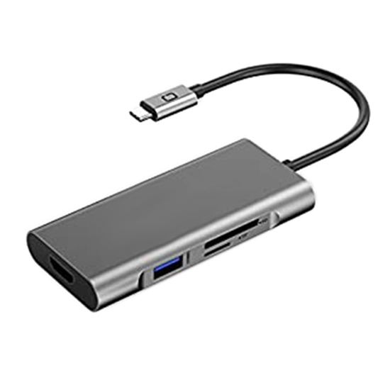 Изображение Adapter USB Type-C - 3 x USB 3.0, Type-C PD, HDMI, SD, TF