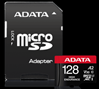 Picture of ADATA AUSDX128GUI3V30SHA2-RA1 Memory Card 128 GB, MicroSDXC, Flash memory class 10, Adapter, 80 MB/s, 100 MB/s