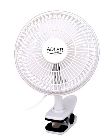 Изображение Adler | Fan with clip | AD 7317 | Table Fan | 30 W | Diameter 15 cm | Number of speeds 2 | White