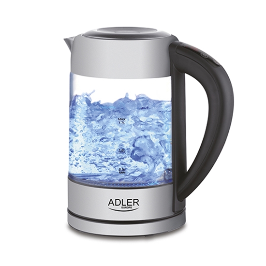 Picture of Adler | Kettle | AD 1247 | With electronic control | 1850 W | 1.7 L | Stainless steel/Glass | 360° rotational base | Stainless steel/Transparent