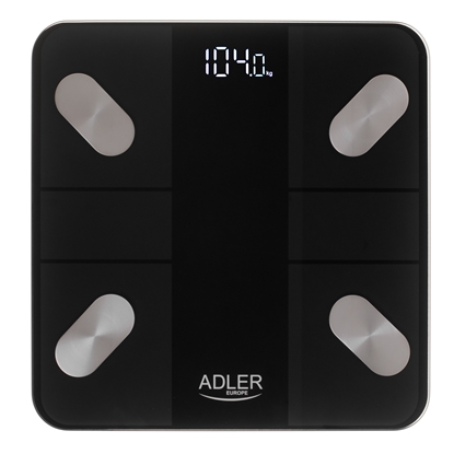 Изображение Adler | Smart Bathroom Scale | AD 8186b | Maximum weight (capacity) 180 kg | Accuracy 100 g | Body Mass Index (BMI) measuring | Black