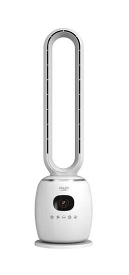 Изображение Adler Bladeless Fan  AD 7344  Tower Fan  60 W  Diameter 23 cm  Number of speeds 3  Oscillation  Remote control  White (5905575914439