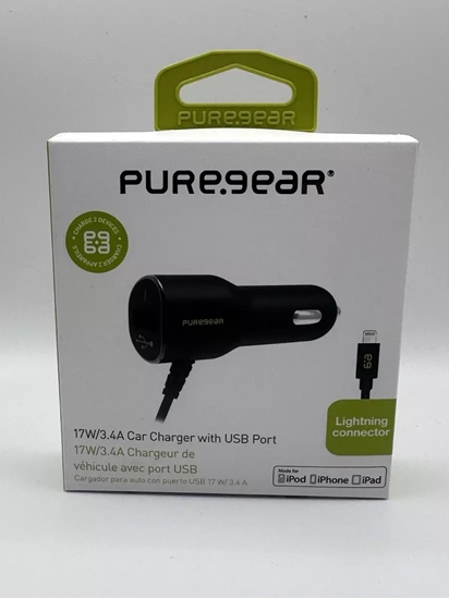 Picture of adowarka Xqisit PureGear 3.4A, Single USB, Lightning Corded Car Charger
