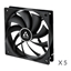 Изображение ARCTIC F12, 3-pin, 120mm, Case Fans, black, 5 pcs