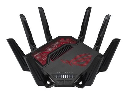 Изображение Asus ROG Rapture GT-BE19000 bezvadu rūteris Multi-Gigabit Ethernet Trīs diapazoni (2,4 GHz / 5 GHz / 6 GHz) Melns, Sarkans