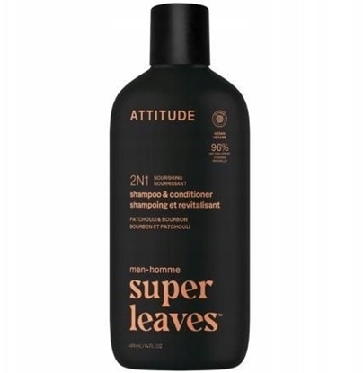Изображение Attitude Attitude SUPER LEAVES,  Szampon i odywka do wosów 2w1 dla mczyzn, odywcze  - Paczula i bourbon, 415 ml