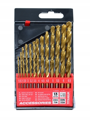 Изображение AWTOOLS WIERTO METAL TYTAN KPL. 13szt./1,5-6,5mm/