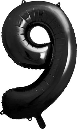 Изображение Balon foliowy cyfra 9 czarna dekoracja urodzinowa