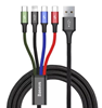 Picture of Kabel USB Baseus USB-A - 2x USB-C + Lightning + microUSB 1.2 m Czarny (CA1T4-B01)