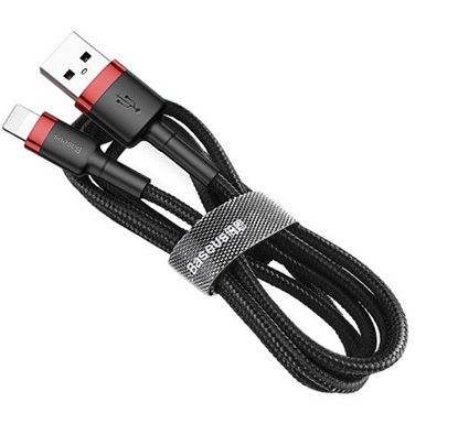 Attēls no Baseus Cafule Cable durable nylon cable USB / Lightning QC3.0 1.5A 2M black-red (CALKLF-C19) Black