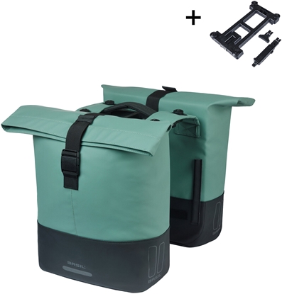Picture of Basil Sakwa podwójna BASIL COVE DOUBLE PANNIER BAG 28-32L, MIK System (ready to go), silvergreen/black
