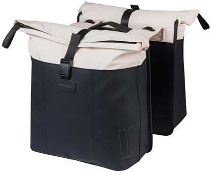 Picture of Basil Sakwa podwójna BASIL VIVE DOUBLE PANNIER BAG 28-35L, MIK System (ready to go), off-white/black