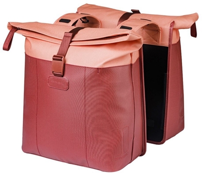 Picture of Basil Sakwa podwójna BASIL VIVE DOUBLE PANNIER BAG 28-35L, Universal Bridge System, burgundy/pink