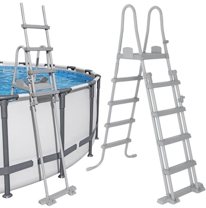Изображение Bestway Bestway bezpieczna antypolizgowa metalowa Drabinka do basenu 132cm 58332 EDUKAMP