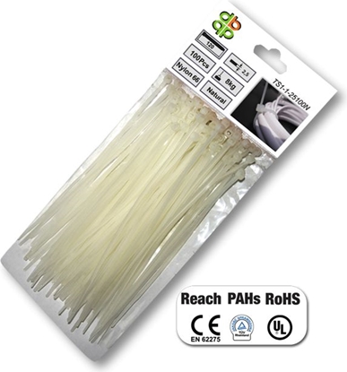 Attēls no Bradas Opaska plastikowa biaa 3,6 x 280mm 100szt. (TS1136280N)