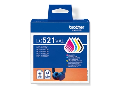 Attēls no Brother LC521VAL tintes kārtridžs 4 pcs Oriģināls Melns, Tirkīzzils, Fuksīns, Dzeltens