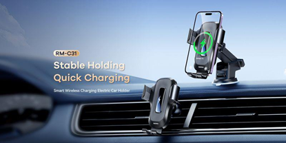 Attēls no CAR HOLDER REMAX RM-C31 15W WIRELESS BLACK