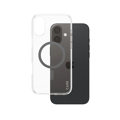 Attēls no CARE by PanzerGlass Case Flagship | Back protection | Apple | iPhone 16 Plus | Recycled plastic | Transparent/Black | MagSafe