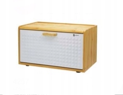 Изображение Chlebak Brunbeste Chlebak bambusowy stalowy pojemnik na pieczywo chleb GEO biay BRUNBESTE BB-4257