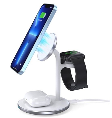 Picture of Choetech inductive charger (MagSafe compatible) stand for iPhone, Apple Watch, AirPods White