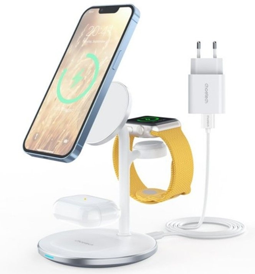 Изображение Choetech T585-F 3in1 inductive charging station iPhone, AirPods Pro, Apple Watch with Adapter White