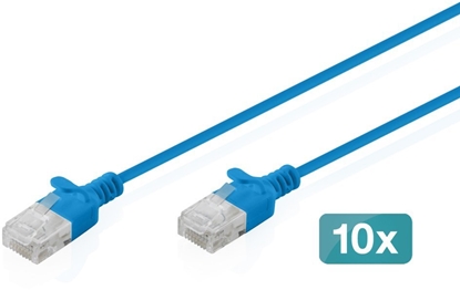 Picture of Digitus CAT 6 U-UTP Slim patch cable, 0.5 m, blue, 10 pieces