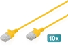 Picture of Digitus CAT 6 U-UTP Slim patch cable, 0.5 m, yellow, 10 pieces