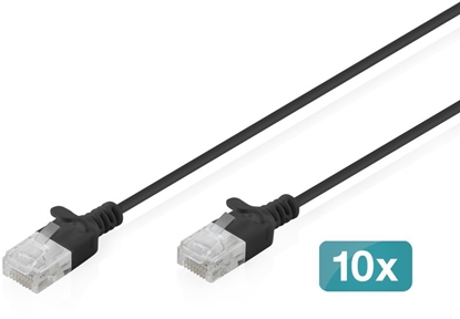 Изображение Digitus CAT 6 U-UTP Slim patch cable, 1.5 m, black, 10 pieces