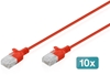 Picture of Digitus CAT 6 U-UTP Slim patch cable, 3 m, red, 10 pieces