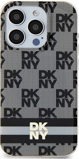 Picture of DKNY DKHMP15MHCPTSK iPhone 15 Plus / 14 Plus 6.7" czarny/black hardcase IML Checkered Mono Pattern & Printed Stripes MagSafe