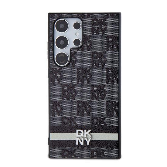Изображение DKNY PU Leather Checkered Pattern and Stripe Case for Samsung Galaxy S24 Ultra / black