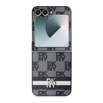 Attēls no DKNY PU Leather Checkered Pattern and Stripe Case for Samsung Galaxy Z Flip 6/7 FE / black