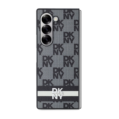 Attēls no DKNY PU Leather Checkered Pattern and Stripe Case for Samsung Galaxy Z Fold 6 / black
