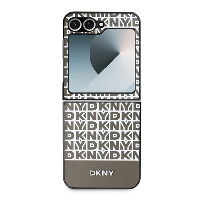 Attēls no DKNY PU Leather Repeat Pattern Bottom Stripe Case for Samsung Galaxy Z Flip 6/7 FE / brown