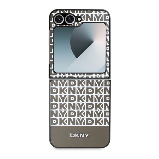 Picture of DKNY PU Leather Repeat Pattern Bottom Stripe Case for Samsung Galaxy Z Flip 6/7 FE / brown