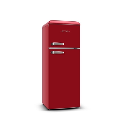 Attēls no ETA | Refrigerator | ETA253490030E Storio retro | Energy efficiency class E | Free standing | Double Door | Height 148.2 cm | Fridge net capacity  170 L | Freezer net capacity 45 L | 44 dB | Red