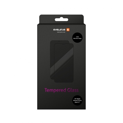 Attēls no Evelatus Apple iPhone 13 Pro Max 6.7' Privacy 2.5D Silk Full Cover Japan Glue Anti-Static Black