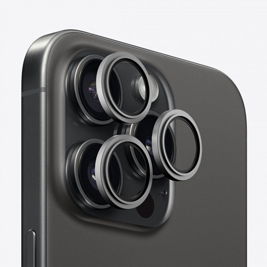 Picture of Evelatus Apple iPhone 15 Pro / 15 Pro Max Camera Lens Protector Armor Black Titanium